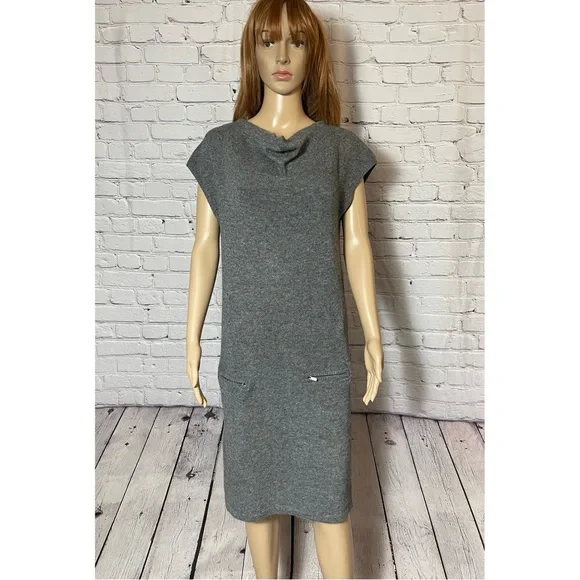 BCBGMaxAzria | Dresses | Bcbgmaxazria Grey Wool Cowl Neck Knit Dress Size M  | Poshmark